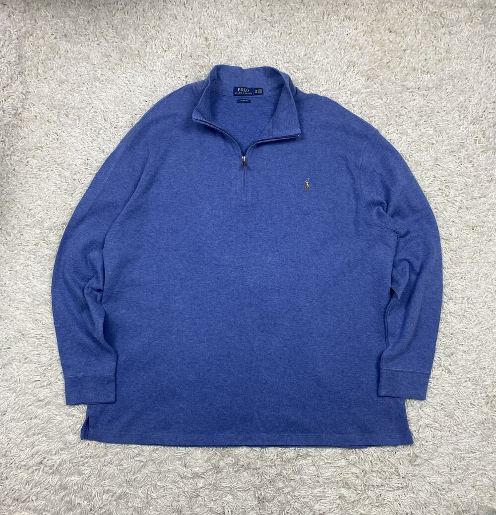 Polo Ralph Lauren Estate Rib Quarter Zip Pullover NWOT Mens Big Tall 4XB Blue